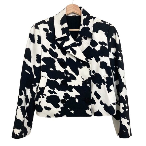 DIANE VON FURSTENBERG Macie Cow Print Cropped Blazer Animal Print NEW - Picture 7 of 13